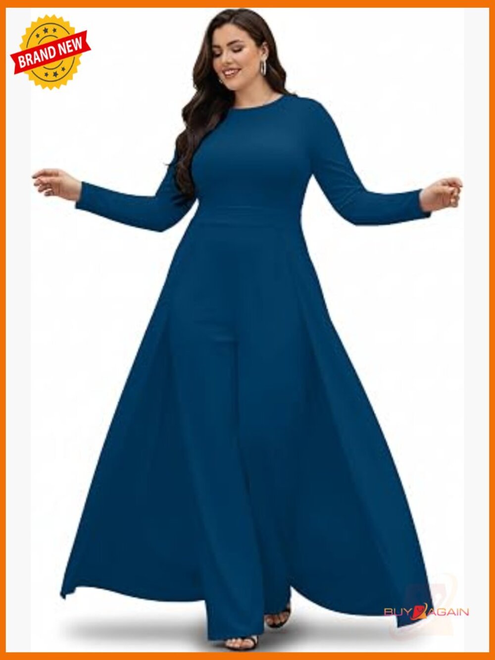 Long Sleeve Cape Stretchy Elegant Dressy Jumpsuit